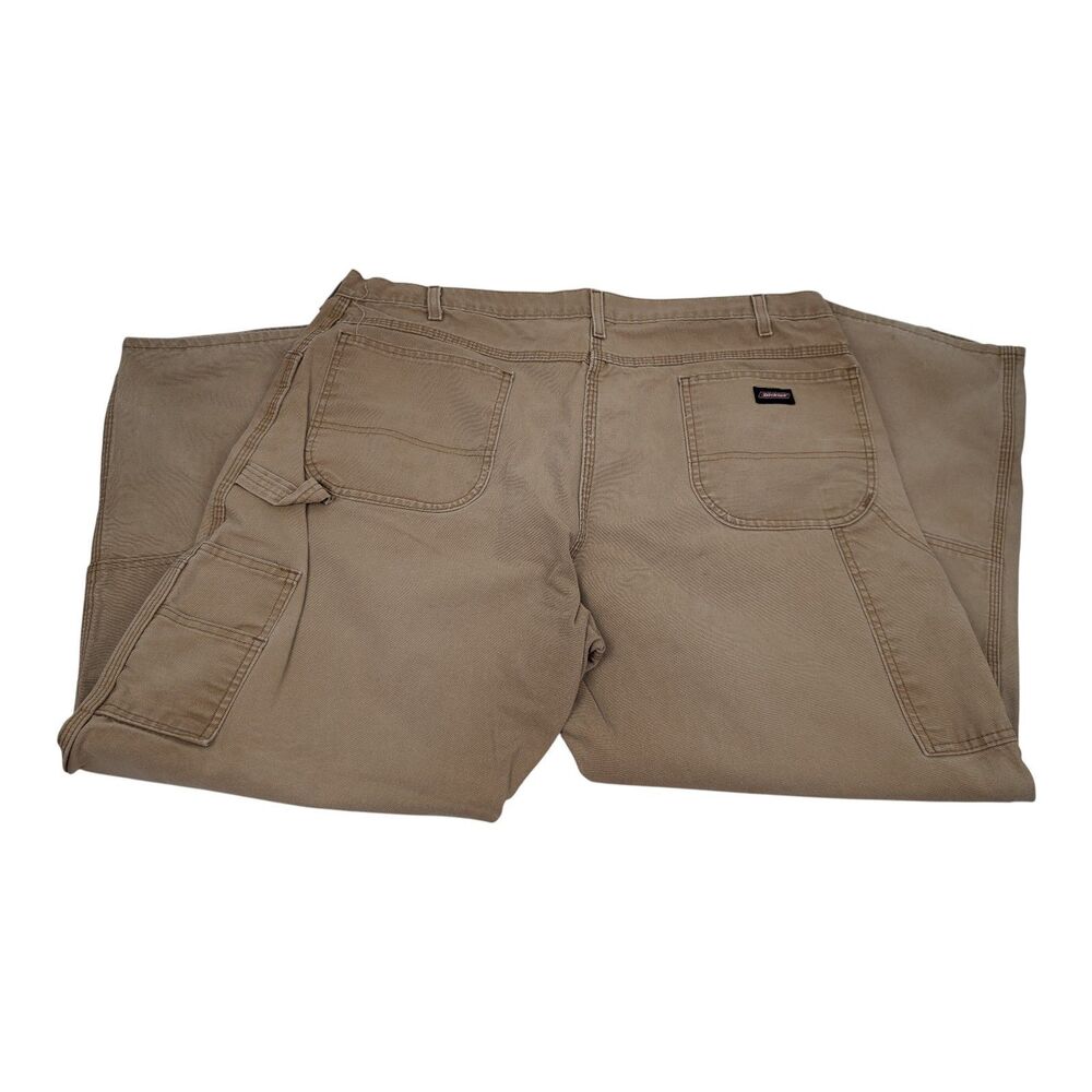 VTG Dickies Men’s Brown Double Knee Duck Canvas Carpenter Pants 42x30 Distressed